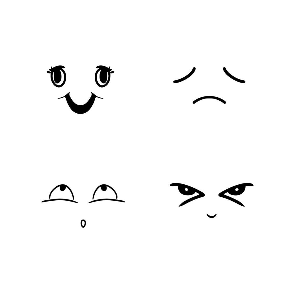 Face Expression Emoticon Doodle Art. Clipart illustration vector image