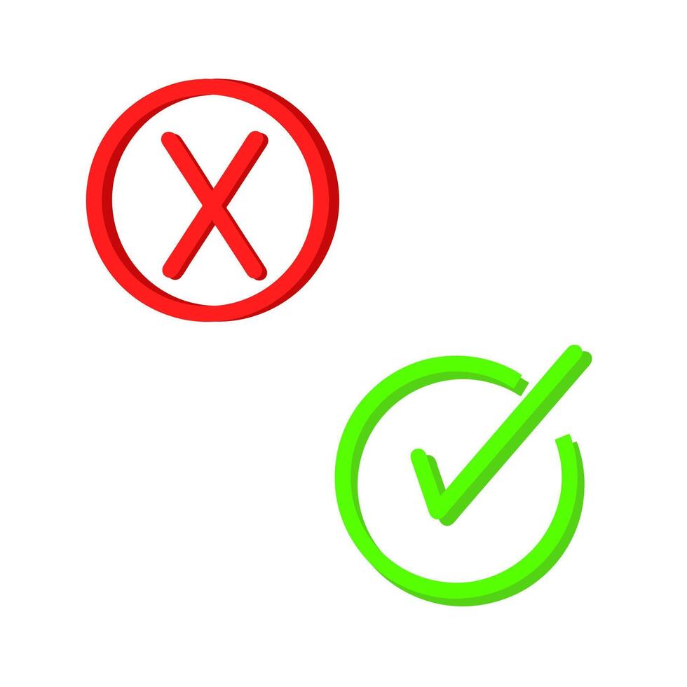 Red cross and green checklist sign design element vector