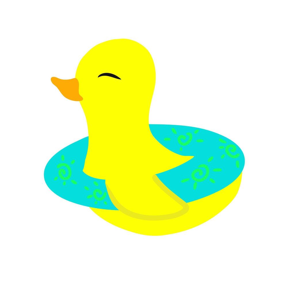 Cute yellow duck clipart with floating balloon illustration vector