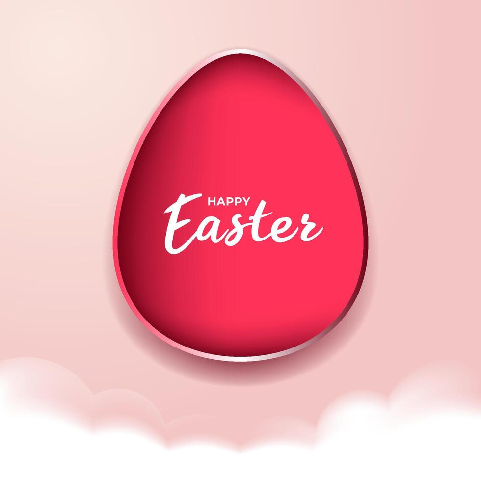 Gradient pink easter egg with clouds, bright and soft vector