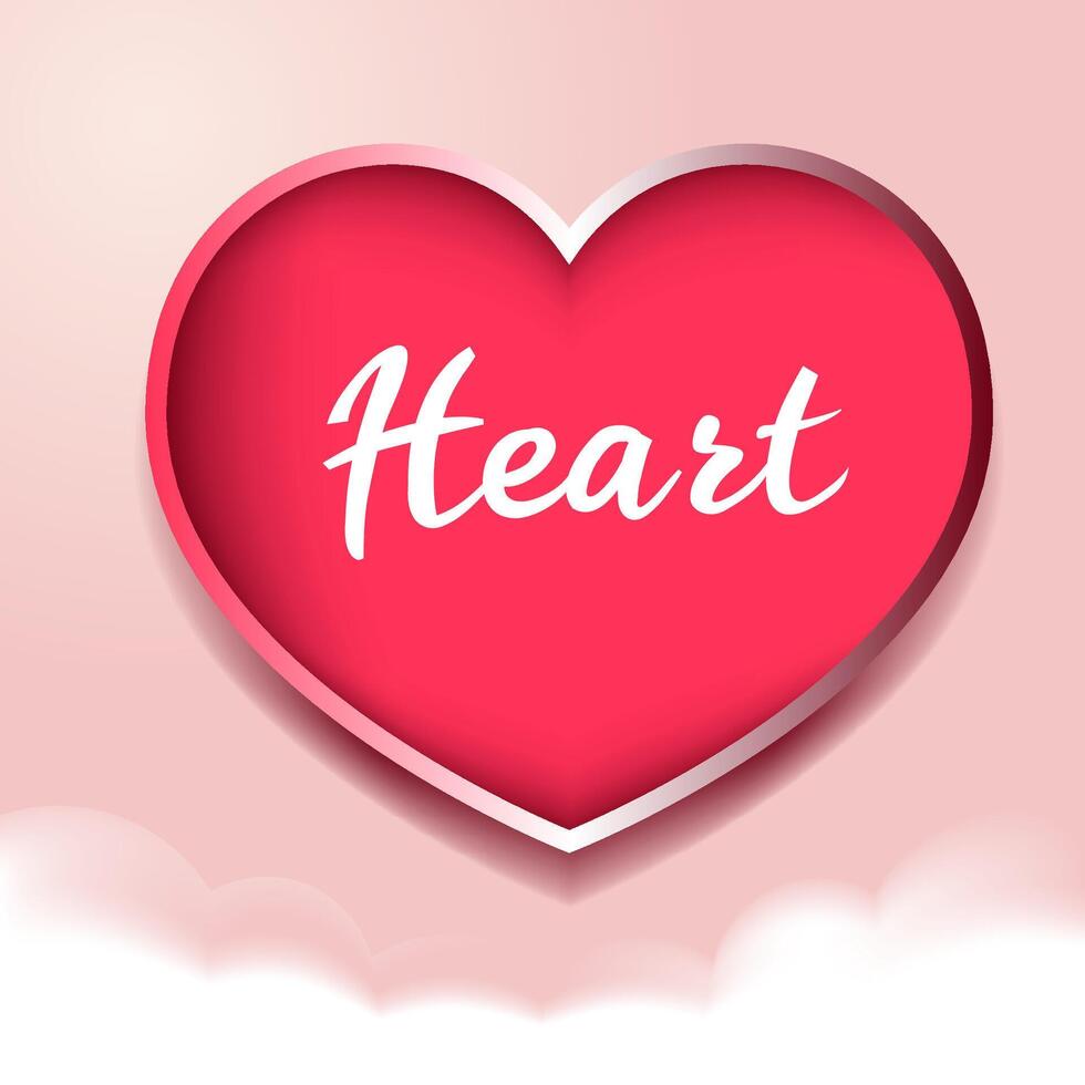 Pink heart shape with clouds, bright and soft for web and print template vector