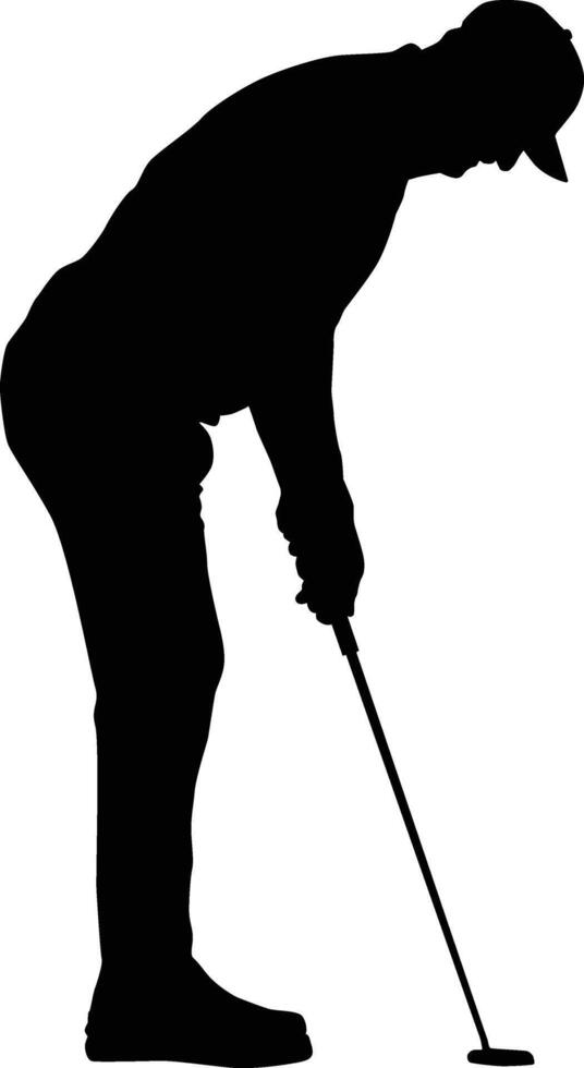 silueta de golf jugador actitud ilustración en vector