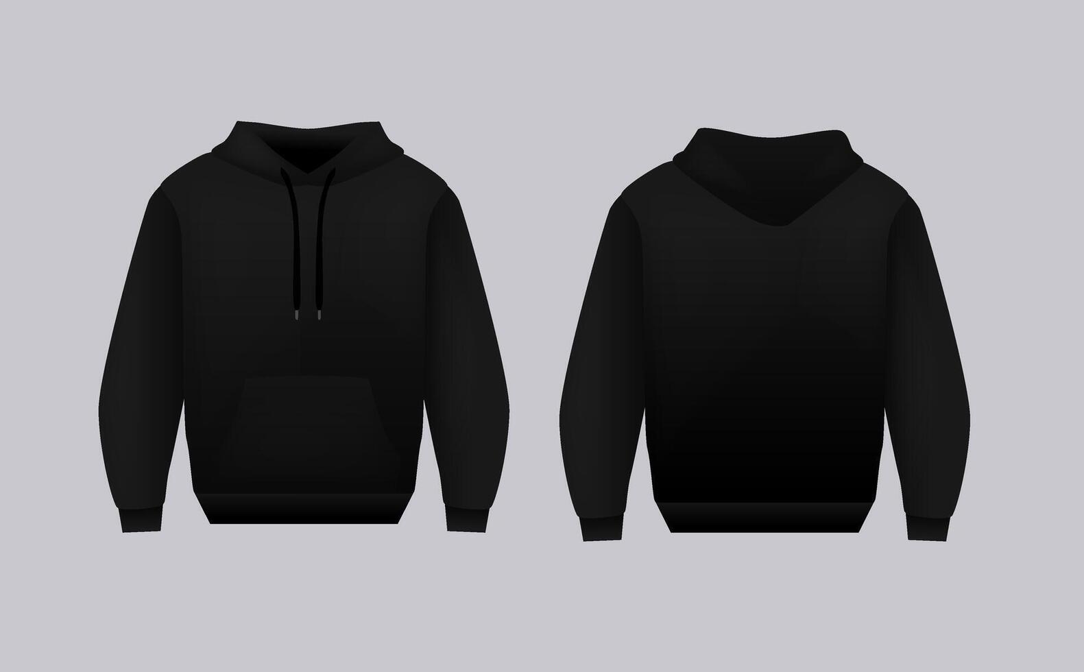 Blank black hoodie template. Long sleeve sweatshirts template with clipping path, gosh for printing. vector