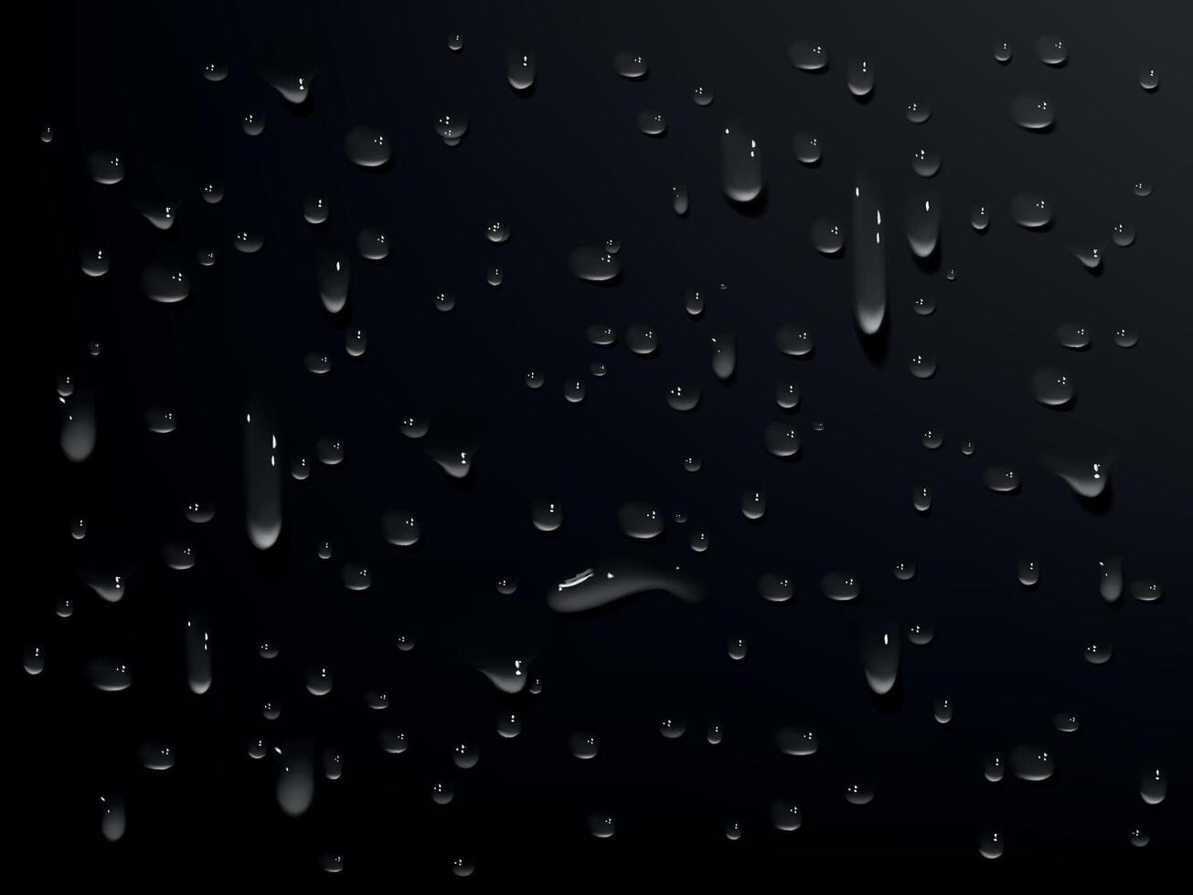 Vector set of realistic water drops Rain or Steam Through Glass