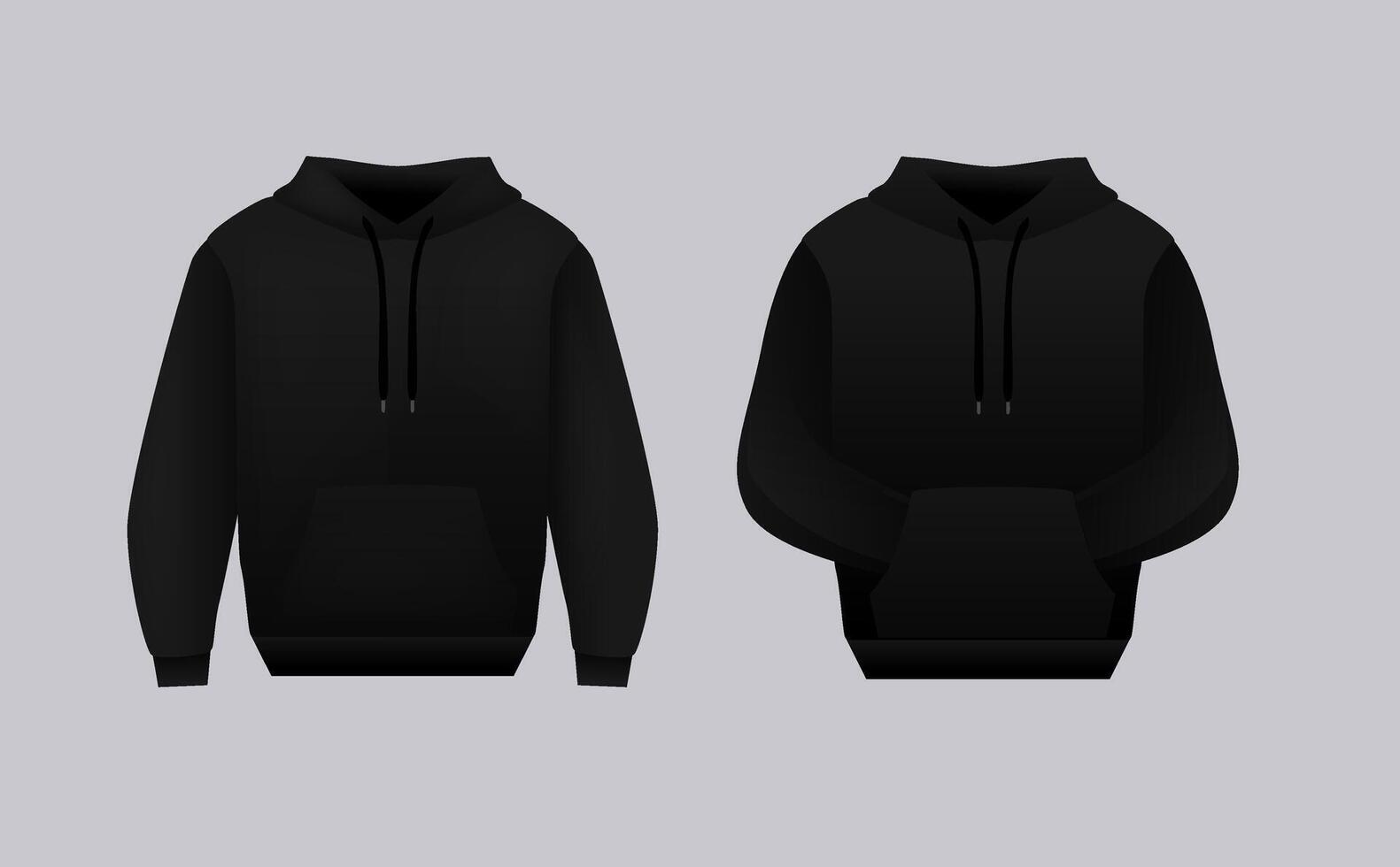 Blank black hoodie template. Long sleeve sweatshirts template with clipping path, gosh for printing. vector