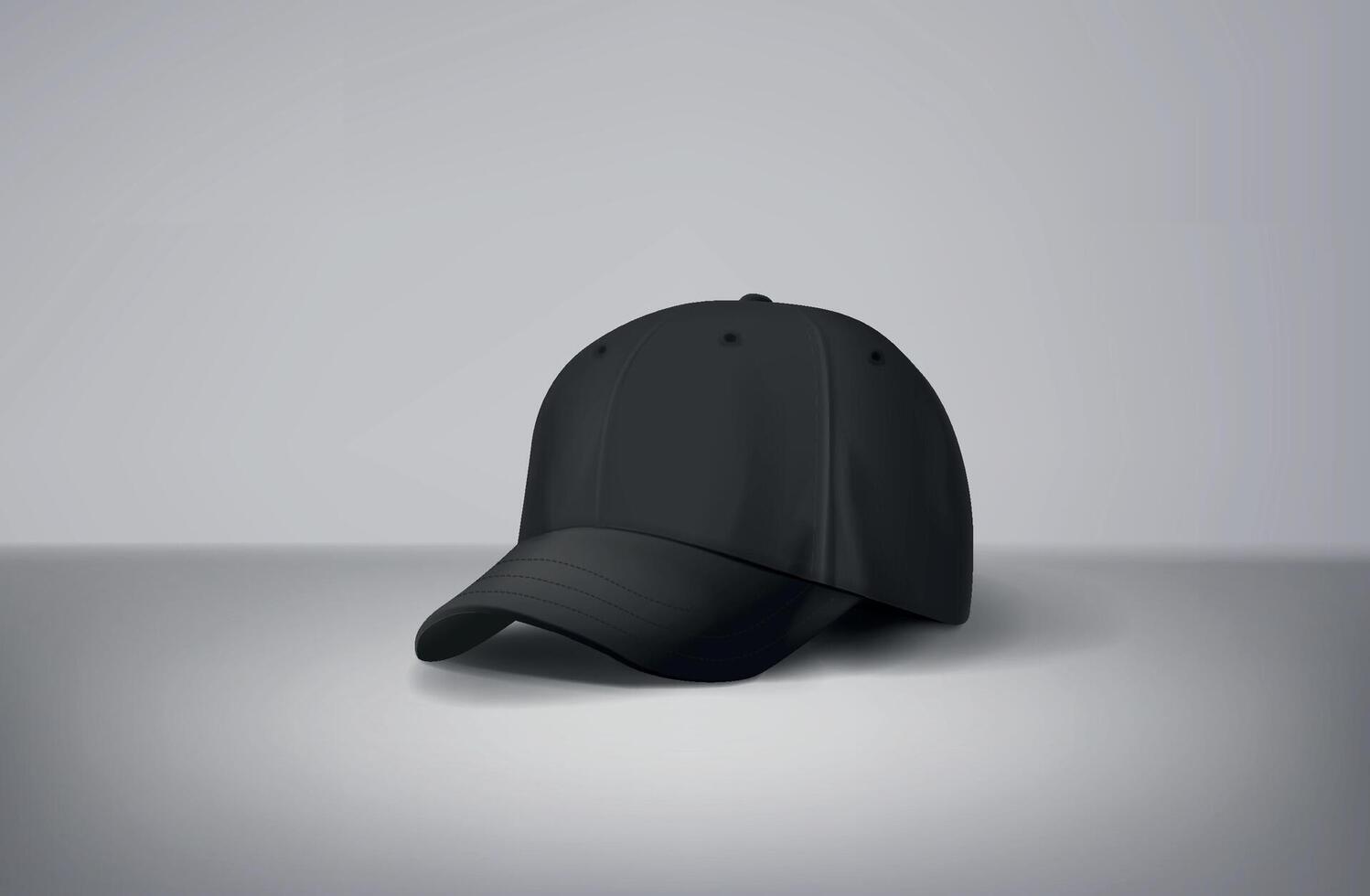 Black and white baseball caps mock up in gray background, front and back or different sides. For branding and advertising. vector