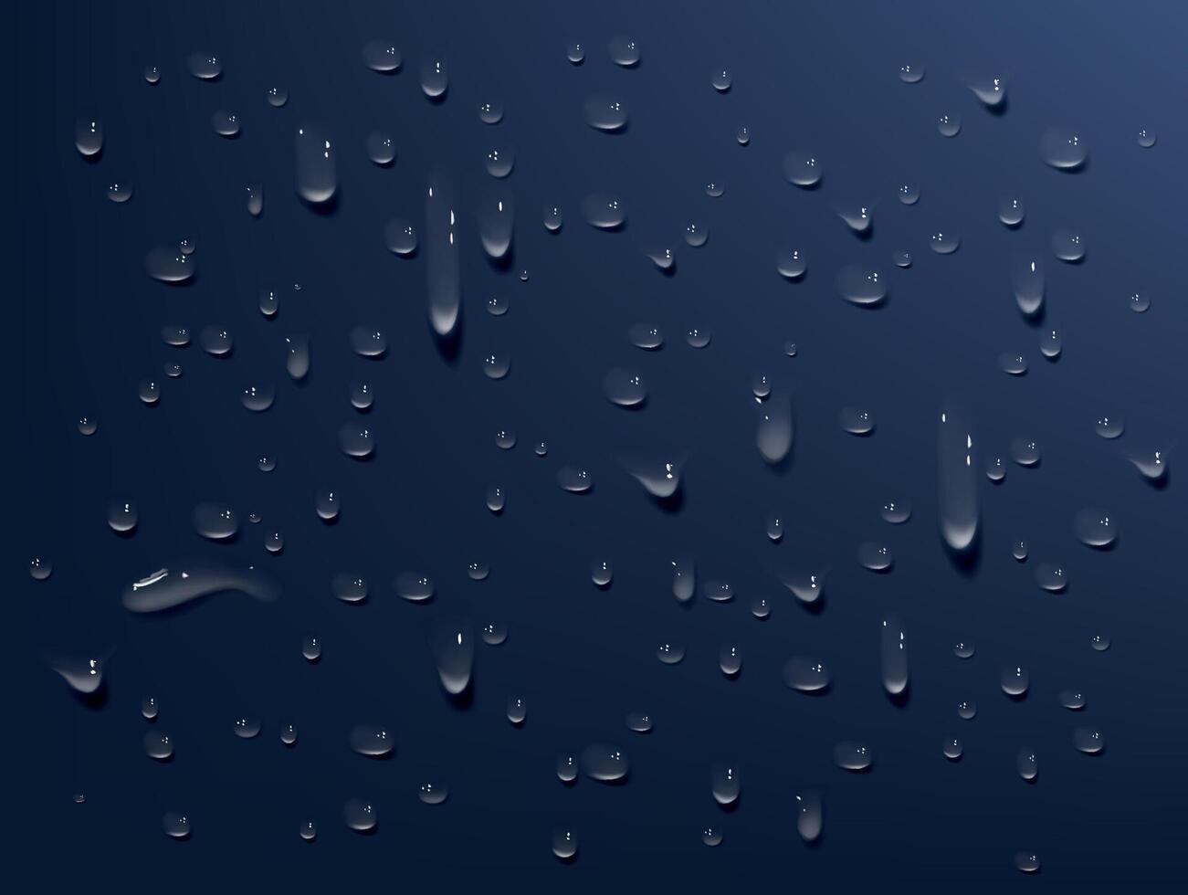 Vector set of realistic water drops Rain or Steam Through Glass