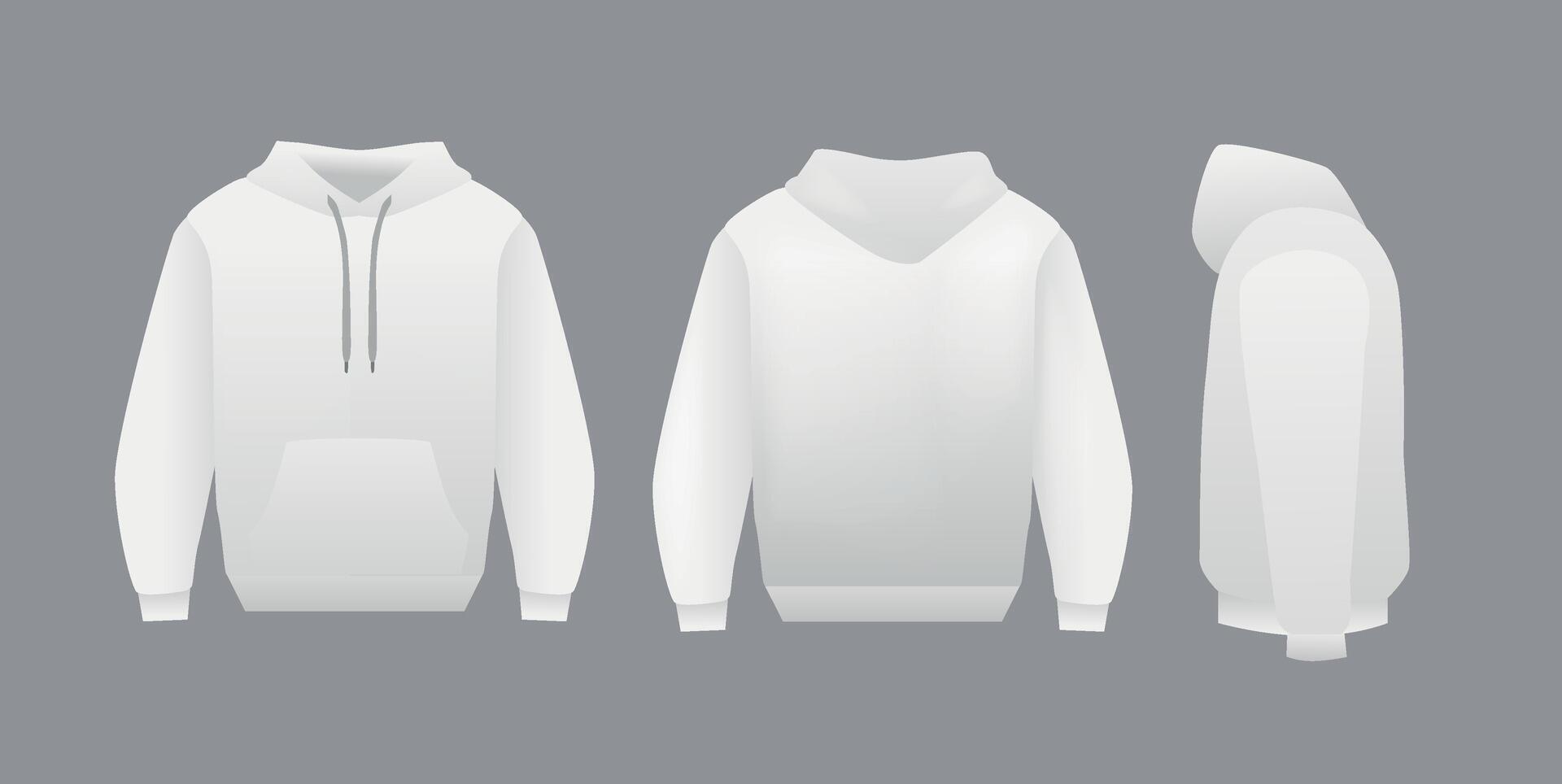 Blank white hoodie template. Long sleeve sweatshirts template with clipping path, gosh for printing vector