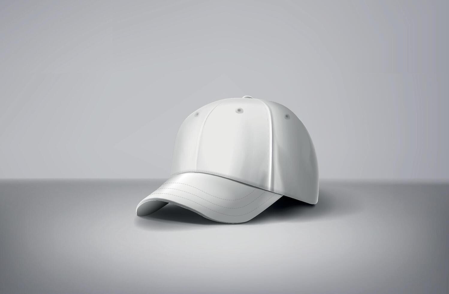 Black and white baseball caps mock up in gray background, front and back or different sides. For branding and advertising. vector