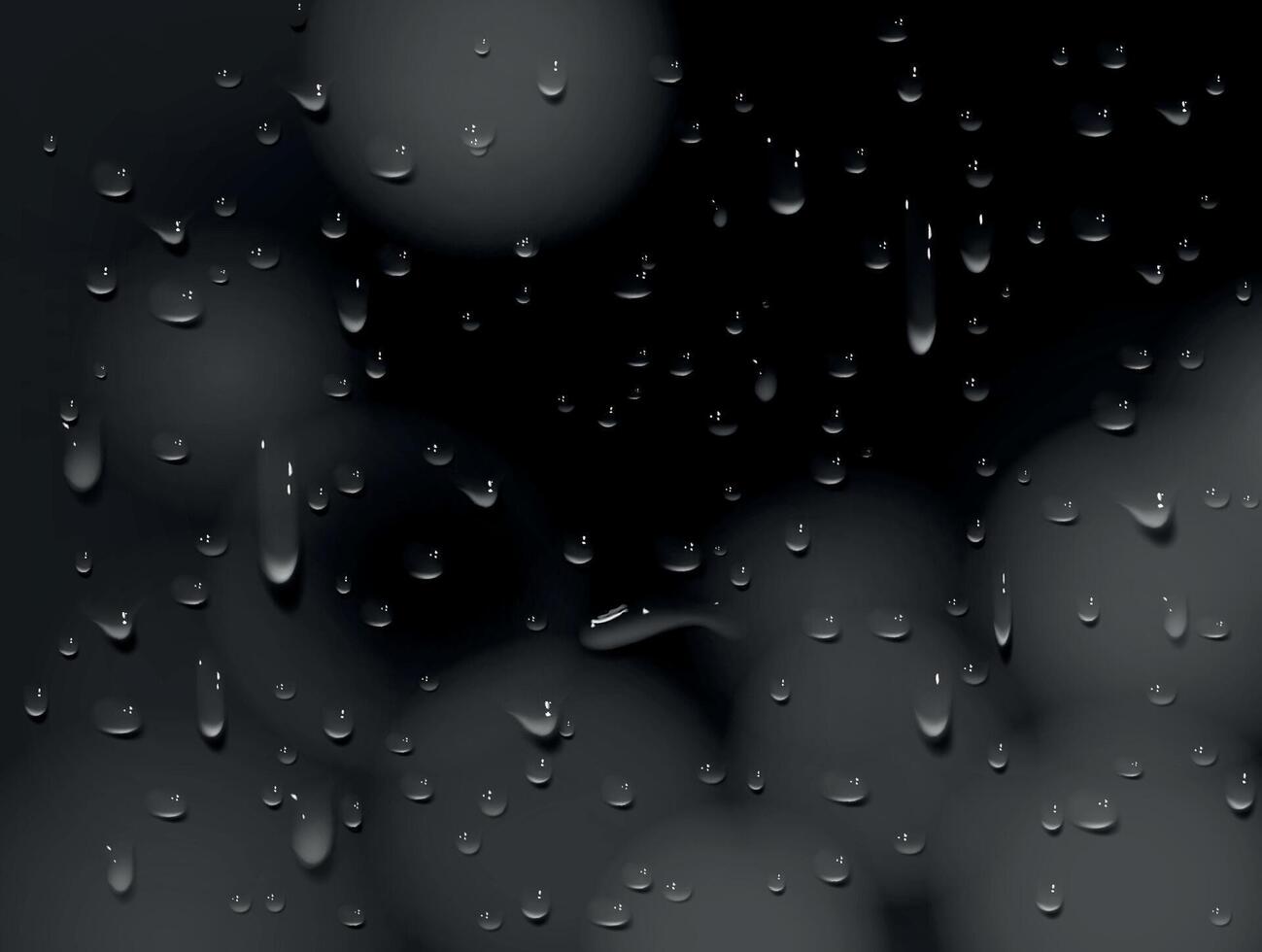 Vector set of realistic water drops Rain or Steam Through Glass