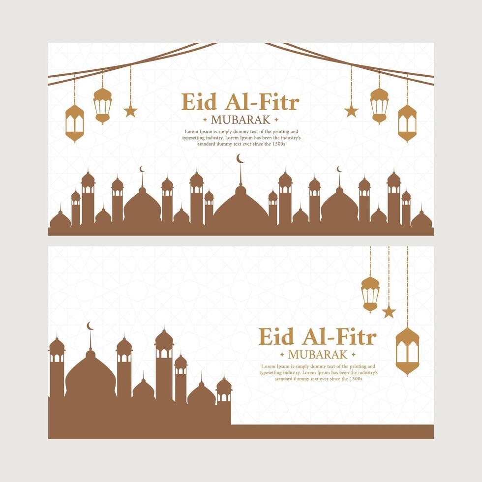 This banner collection set displays greetings for Eid al-Fitr with various beautiful and attractive designs. Suitable for use as congratulations to family, friends, colleagues, and for decoration vector