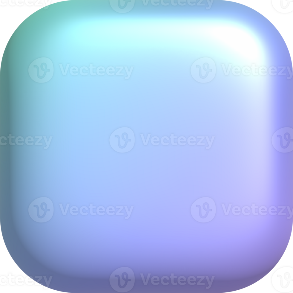 3D abstract geometric shape with blue purple gradient. Isolated element png