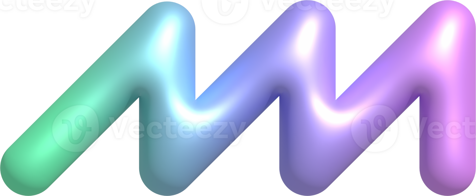 3D abstract geometric shape with blue purple gradient. Isolated element png
