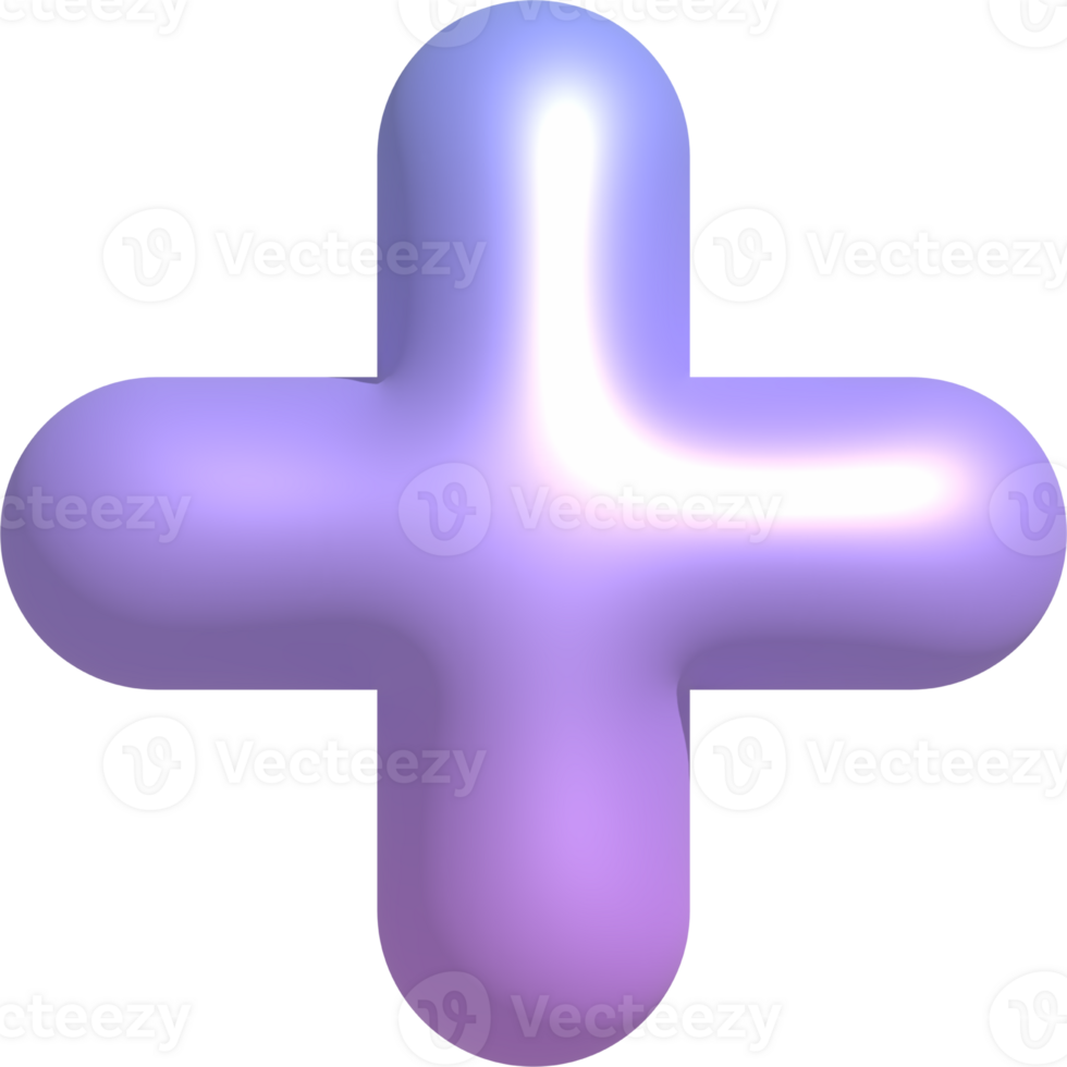 3D abstract geometric shape with blue purple gradient. Isolated element png