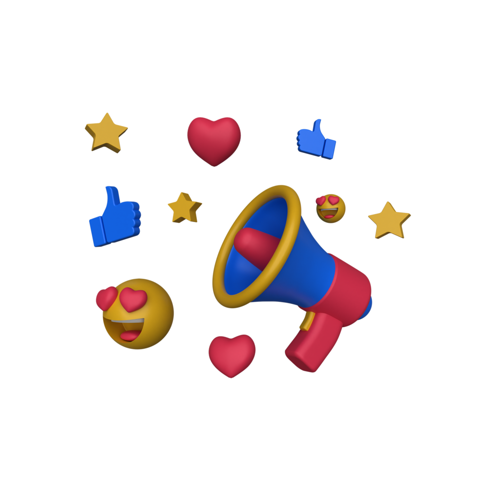 Megaphone, Like, Star, and Love Icons for Graphic Design Concept png