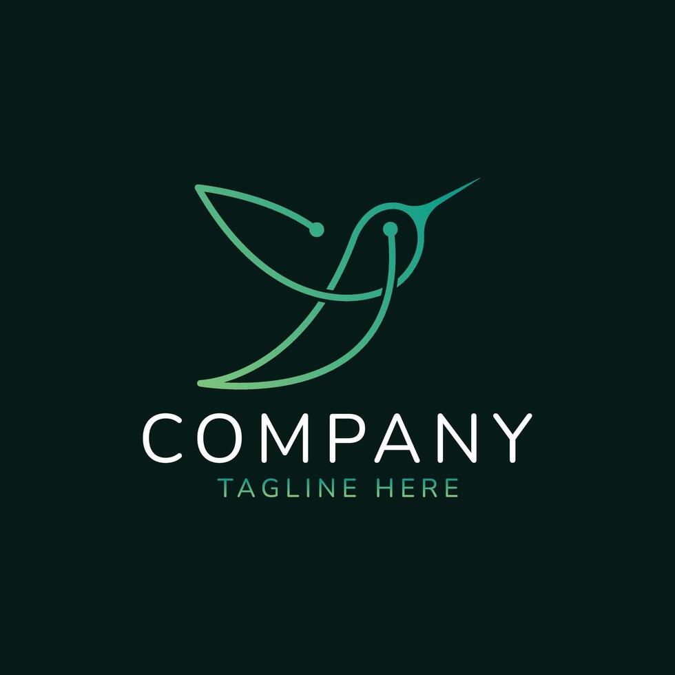 Hummingbird tech technology logo icon symbol identity vector design