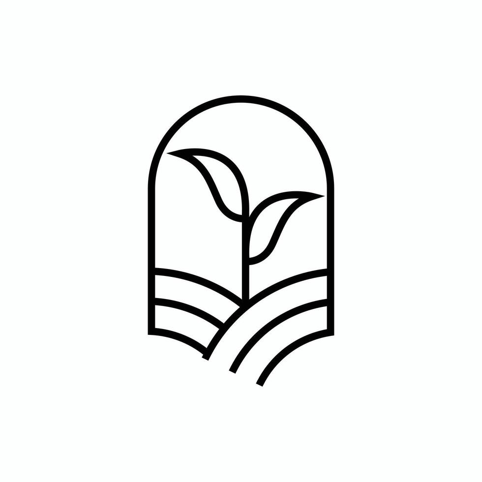 Agriculture farm logo icon symbol line art line drawing vector design