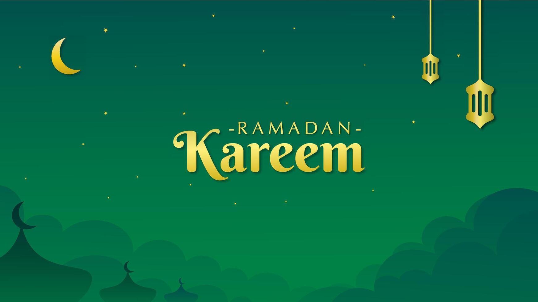 Beautiful night sky with golden lanterns and moon among sparkling stars. vector