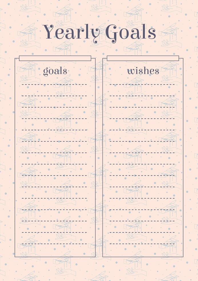 Yearly goals templates. Worksheet list with pinkblue background. Blank Yearly goals templates. Worksheet list with pinkblue background. Blank