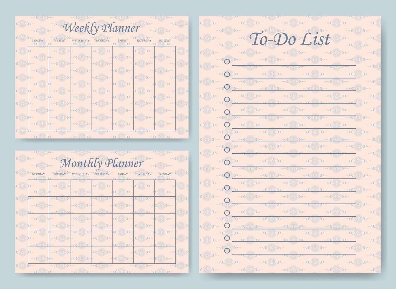 Business organizer witchcraft paper sheets. Planners and to-do list worksheet Halloween template set. vector