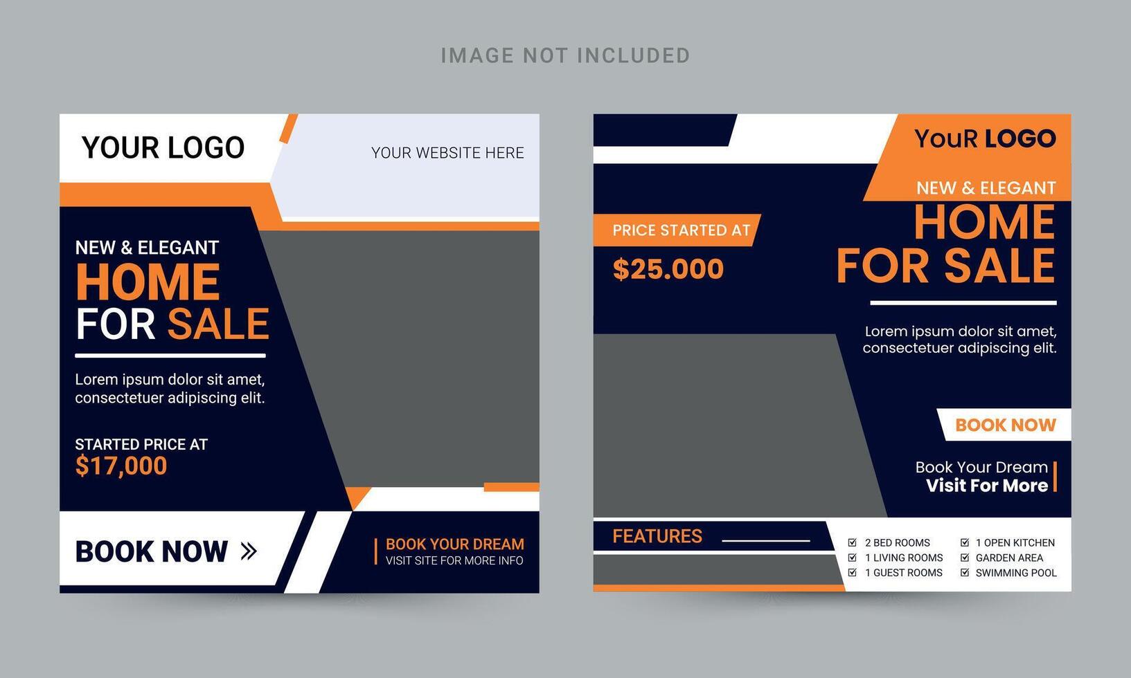 Real estate social media banner or  post template vector