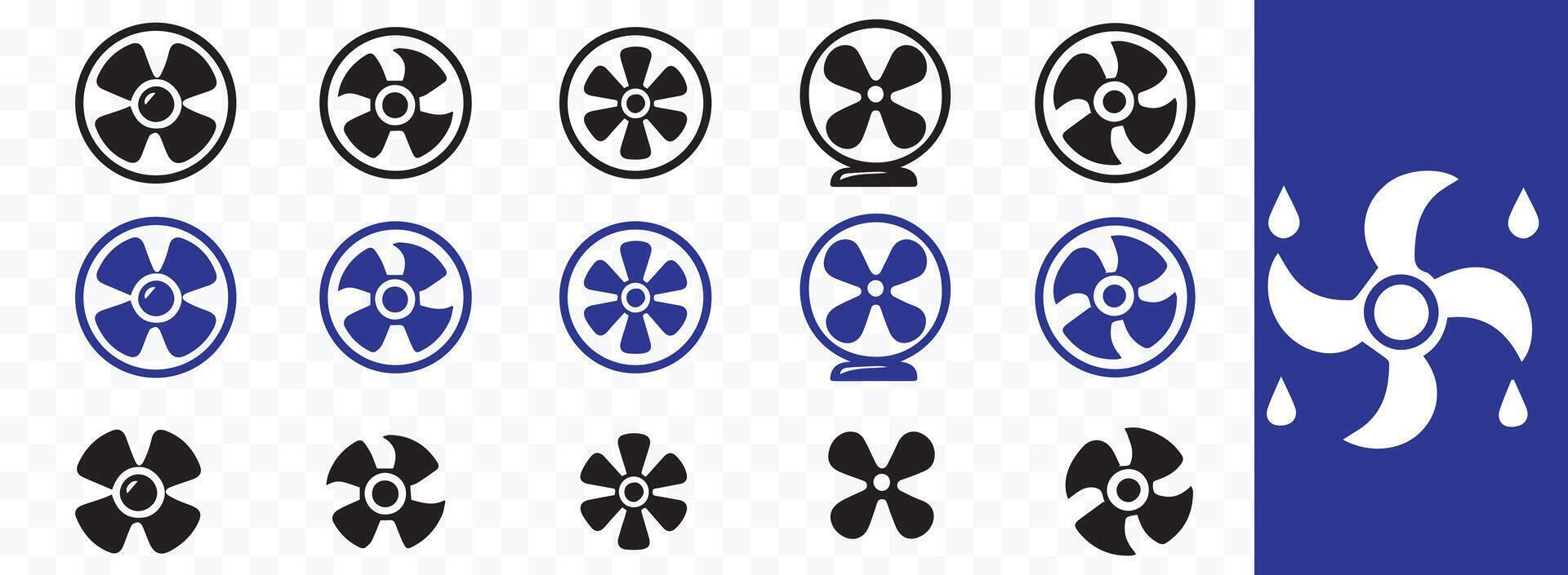 Fan cooler icons set. ventilator symbol. propeller signs, vector illustration