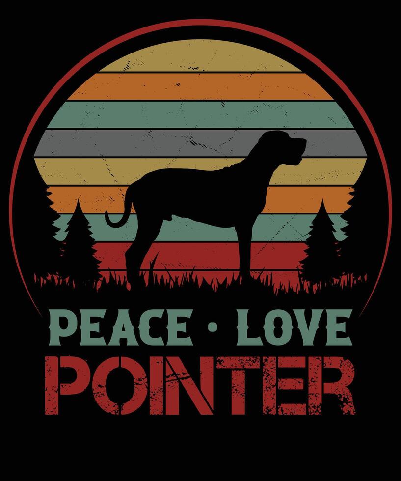 Peace Love Pointer T-shirt design vector