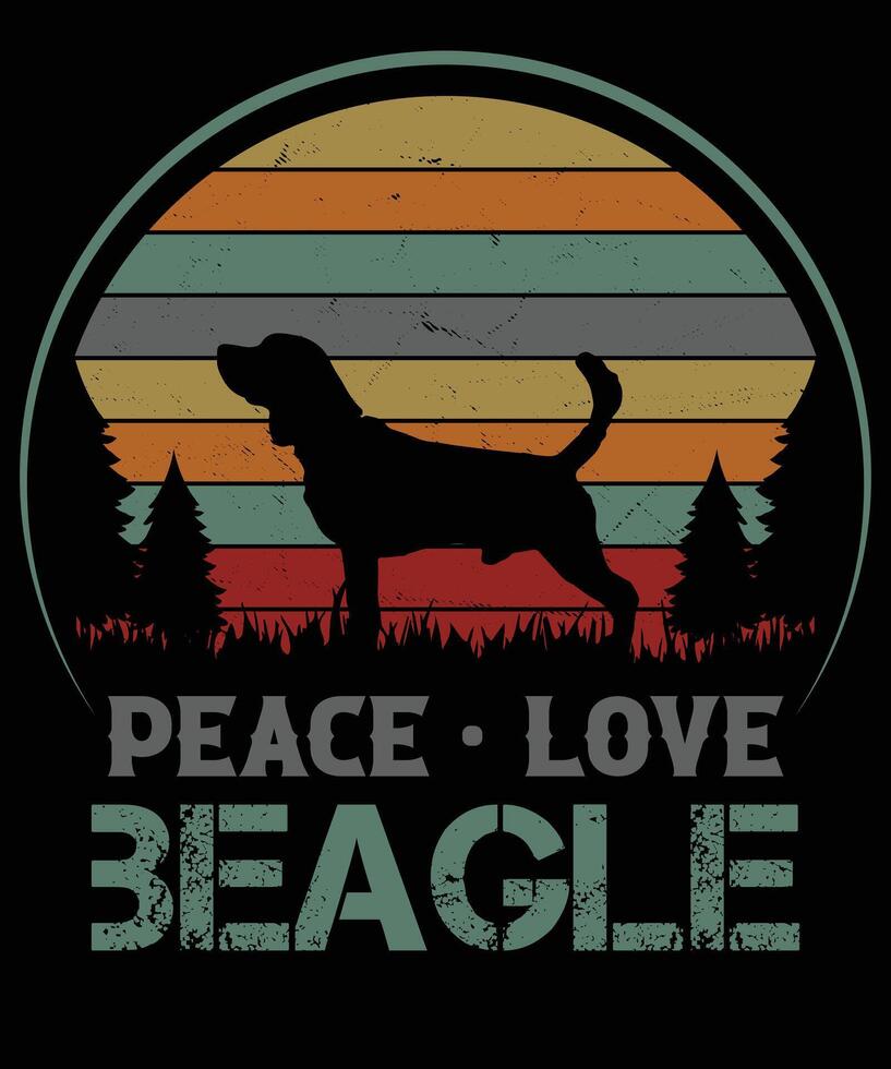 Peace Love Beagle Retro T-shirt design vector