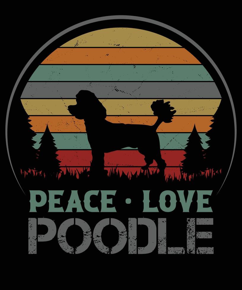 Peace Love Poodle T-shirt design vector