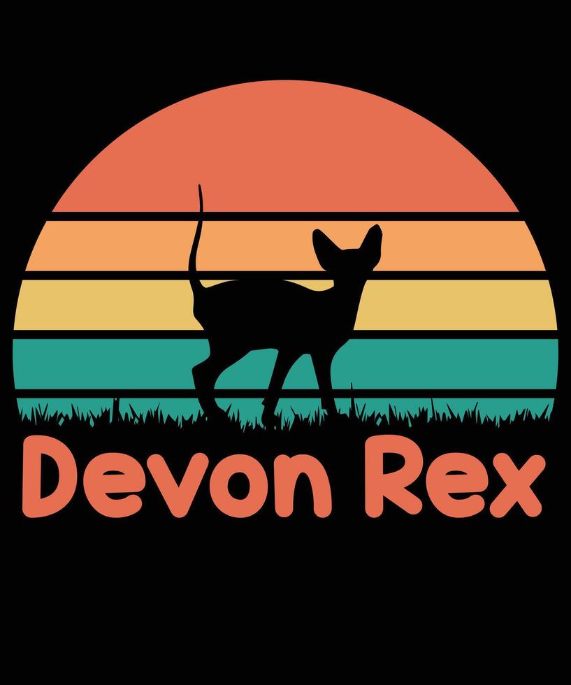 Devon rex cat sunset T-shirt design vector