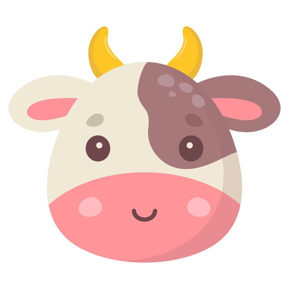 Vector cow animal head flat