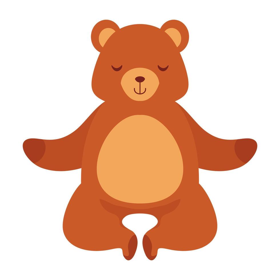 Vector bear is meditating animal cartoon