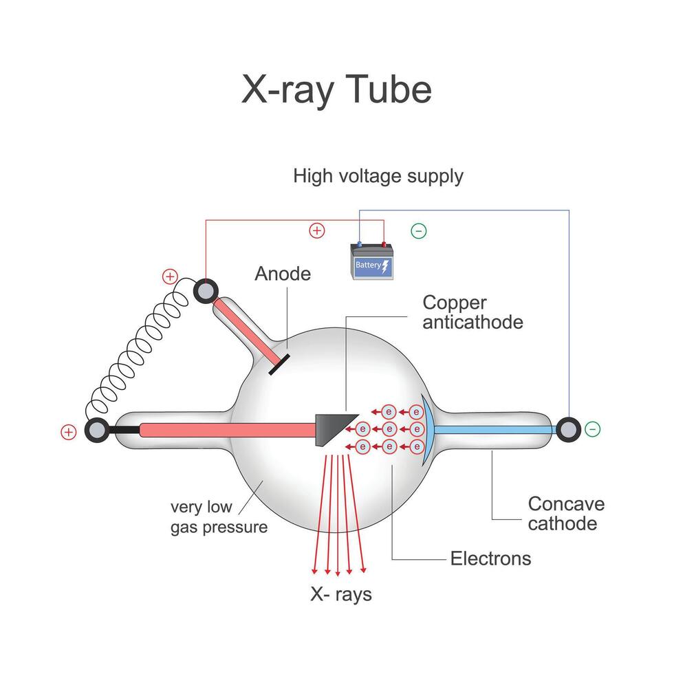 producción de X rayo, X rayo tubo vector