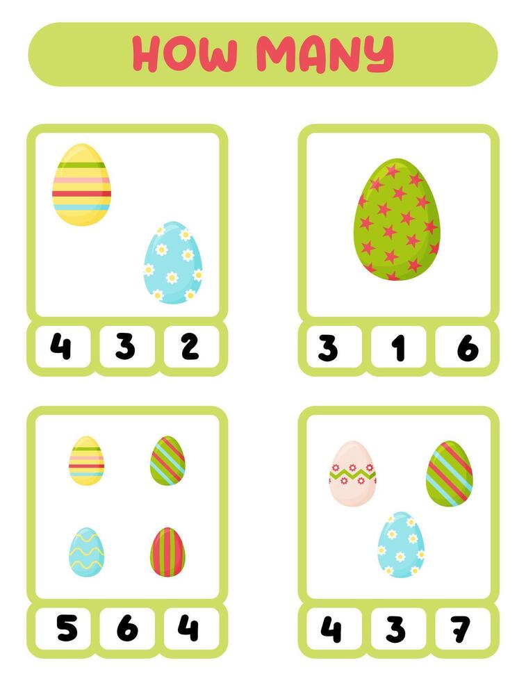 The addition of eggs is a task for children that involves educational development. It is a fun . The game is designed for children and is designed to help them learn vector