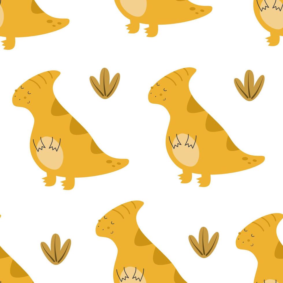 seamless pattern with cartoon dinosaurs, decor elements. Colorful vector flat style for kids. Animals. hand drawing. baby design for fabric, print, wrapper, textile