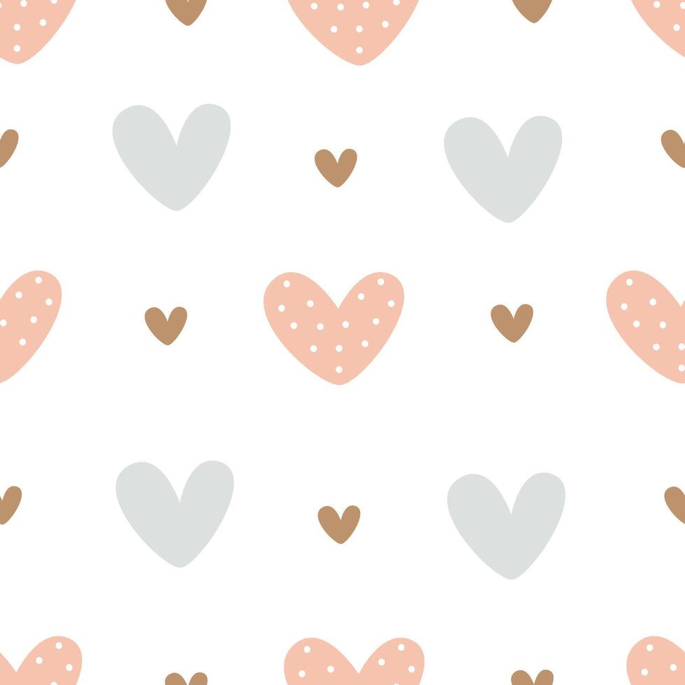 Seamless pattern with cartoon hearts. Colorful vector flat style. hand drawing. valentines day. Romantic design for print, wrapper, fabric.