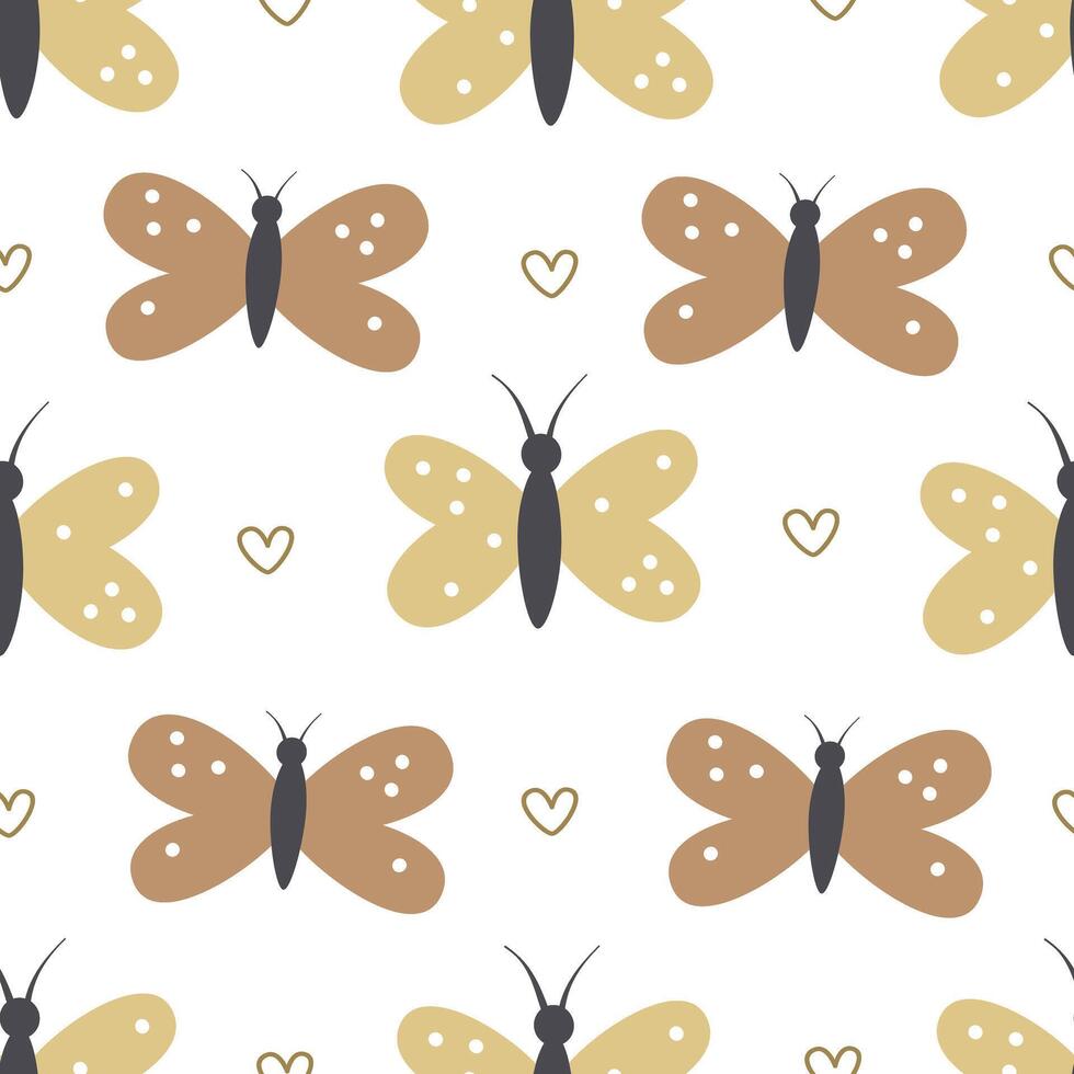 seamless pattern with butterfly. summer colorful vector for kids, flat style. Baby design for fabric, textile, print, wrapper.