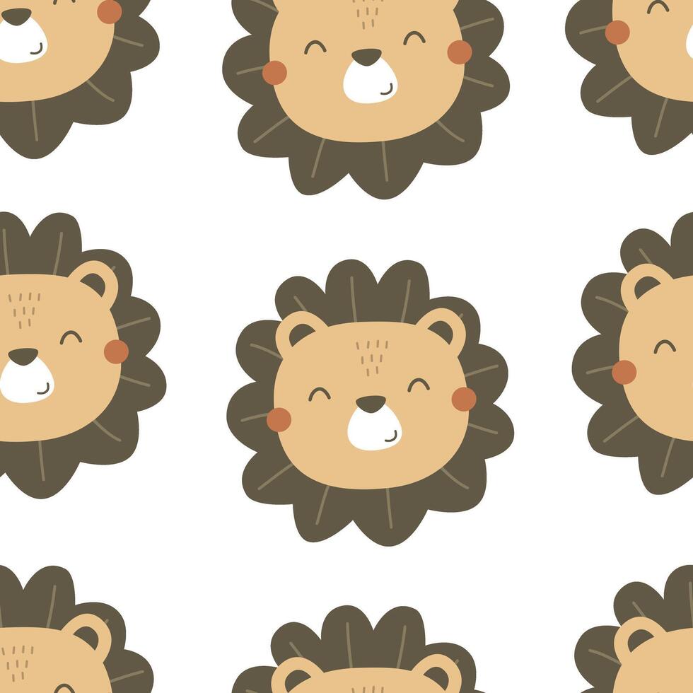 Seamless pattern with lions. colorful vector for kids. hand drawing, flat style. baby design for fabric, print, textile, wrapper