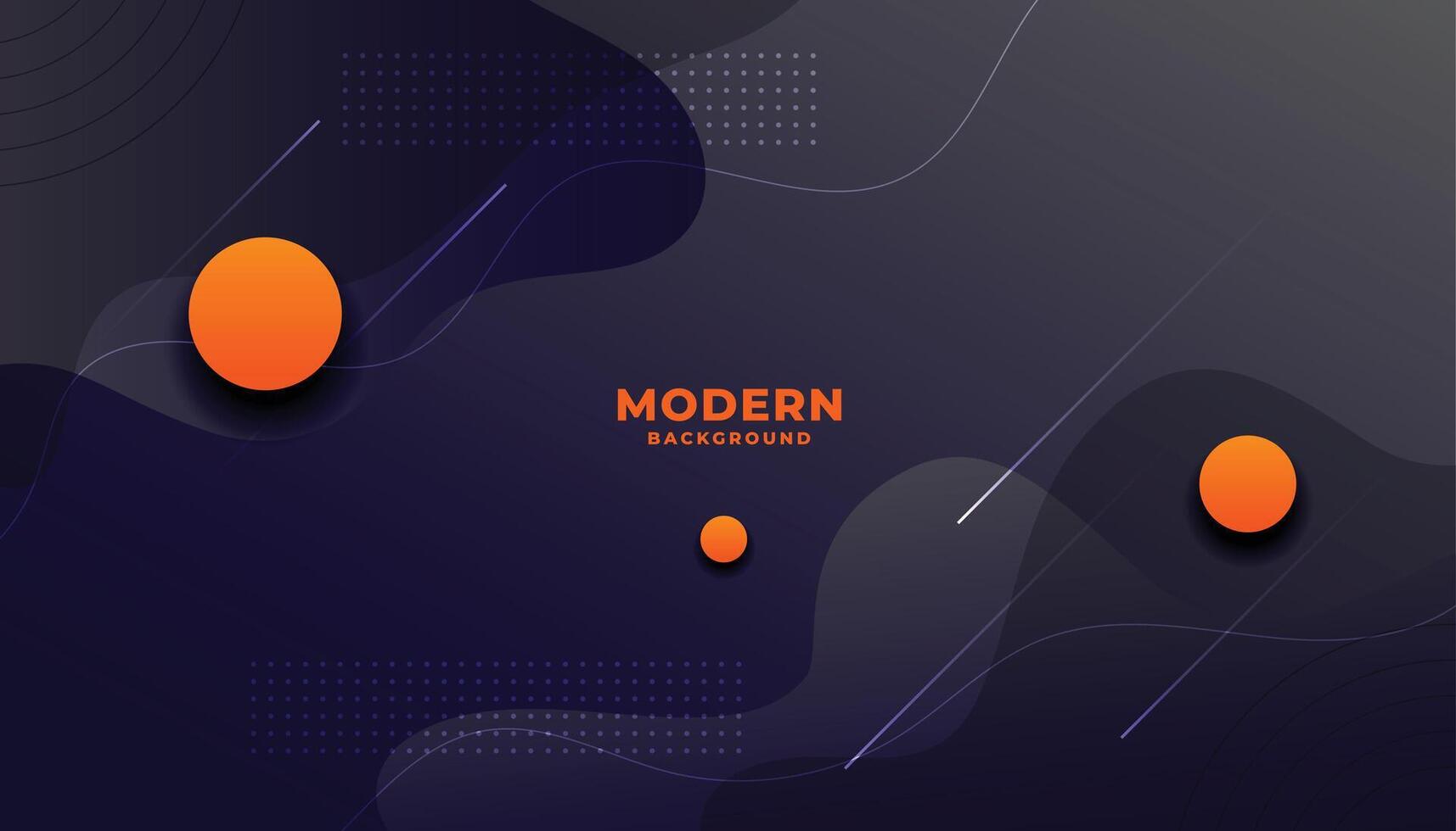 dark modern fluid style background with orange circles vector