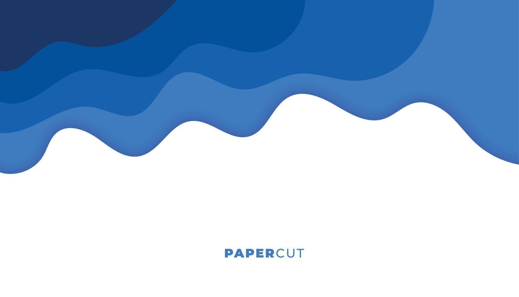 blue papercut style wavy abstract background design vector