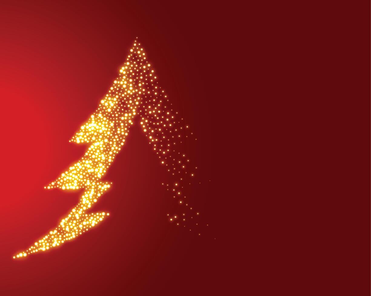 sparkling christmas tree on red background design vector
