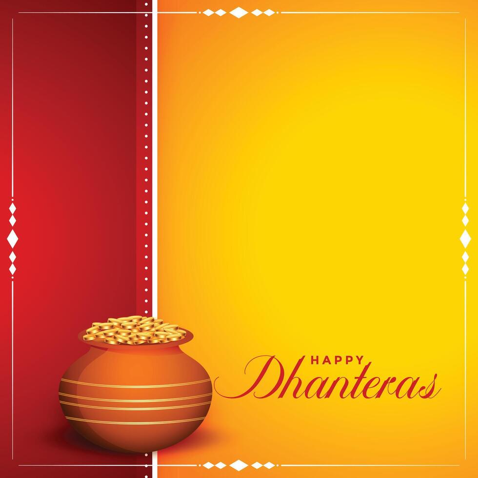 contento Dhanteras hindú festival tarjeta con texto espacio vector