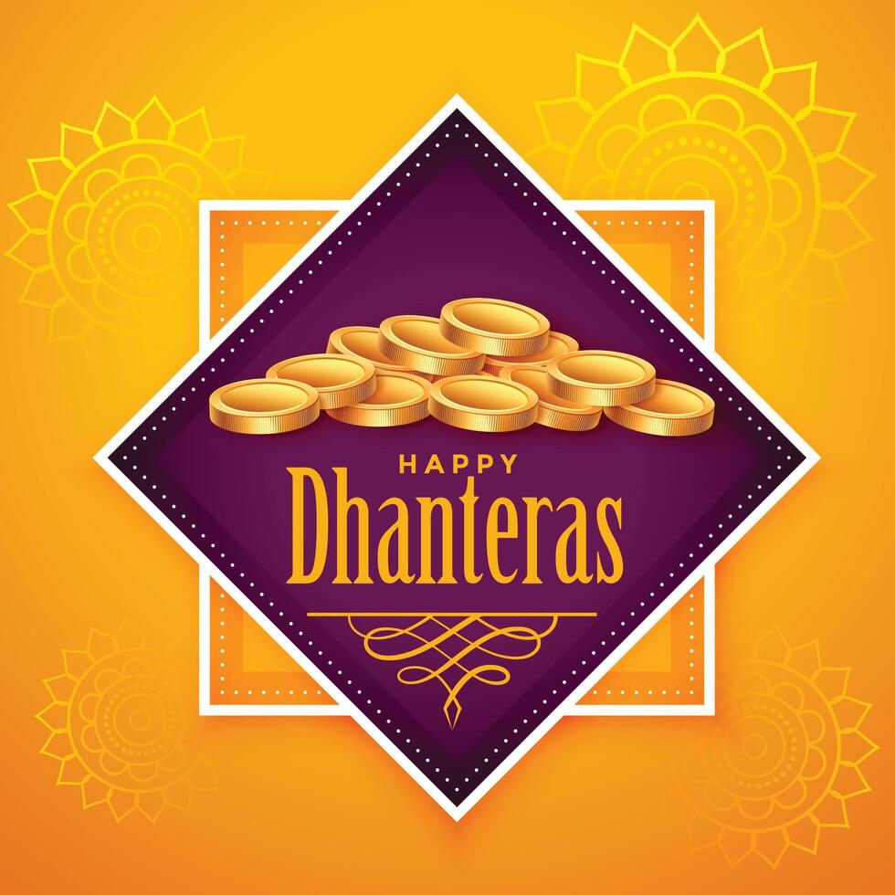 contento Dhanteras fondo con muchos dorado monedas vector