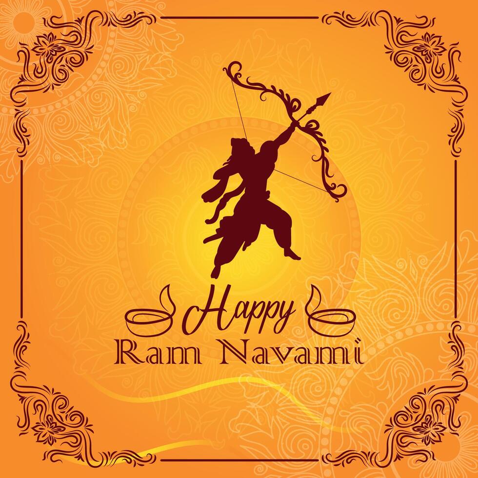 Happy Ram Navami cultural Banner Hindu festival vertical post wishes celebration card Ram Navami celebration background and  Yellow Background Indian Hinduism Festival Social Media Banner vector