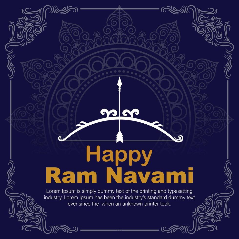 Happy Ram Navami cultural Banner Hindu festival vertical post wishes celebration card Ram Navami celebration background and Ram Navami Greetings Yellow Beige Background vector