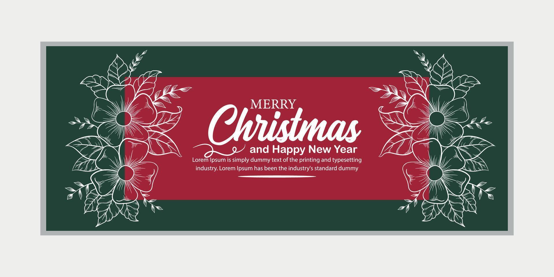 merry christmas banner set and happy new year banner, social media cover and web banner vector
