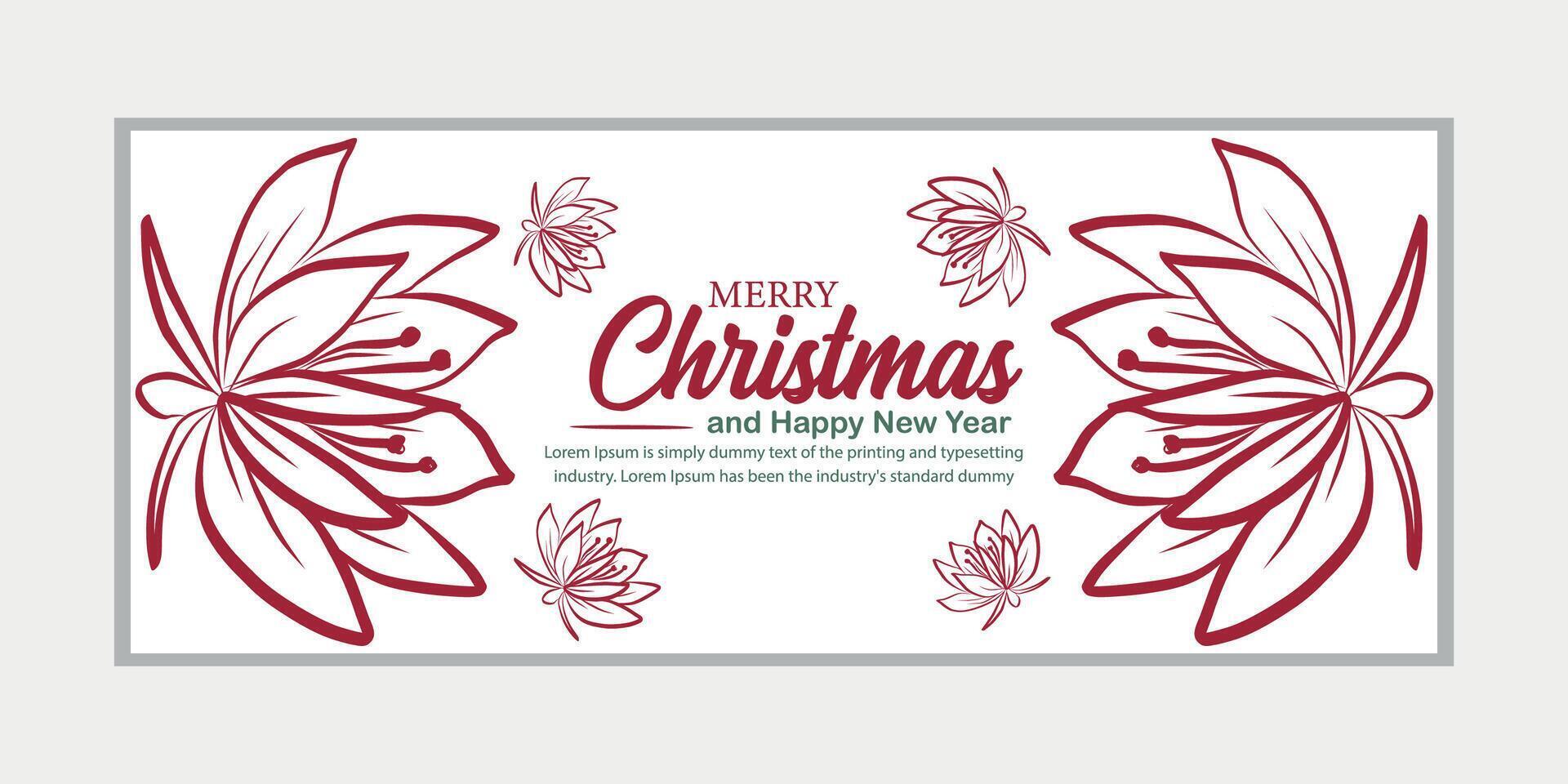 merry christmas banner set and happy new year banner, social media cover and web banner vector