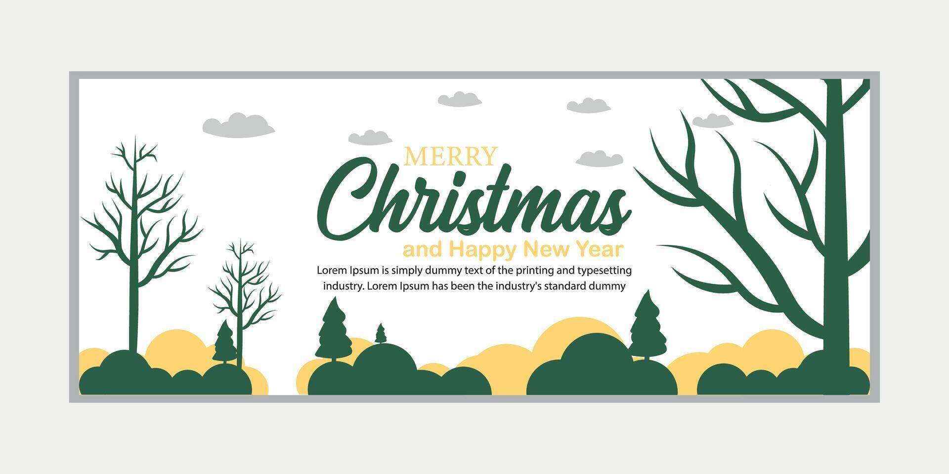 merry christmas banner set and happy new year banner, social media cover and web banner vector