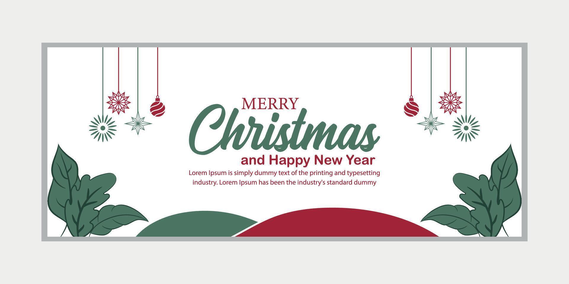 merry christmas banner set and happy new year banner, social media cover and web banner vector
