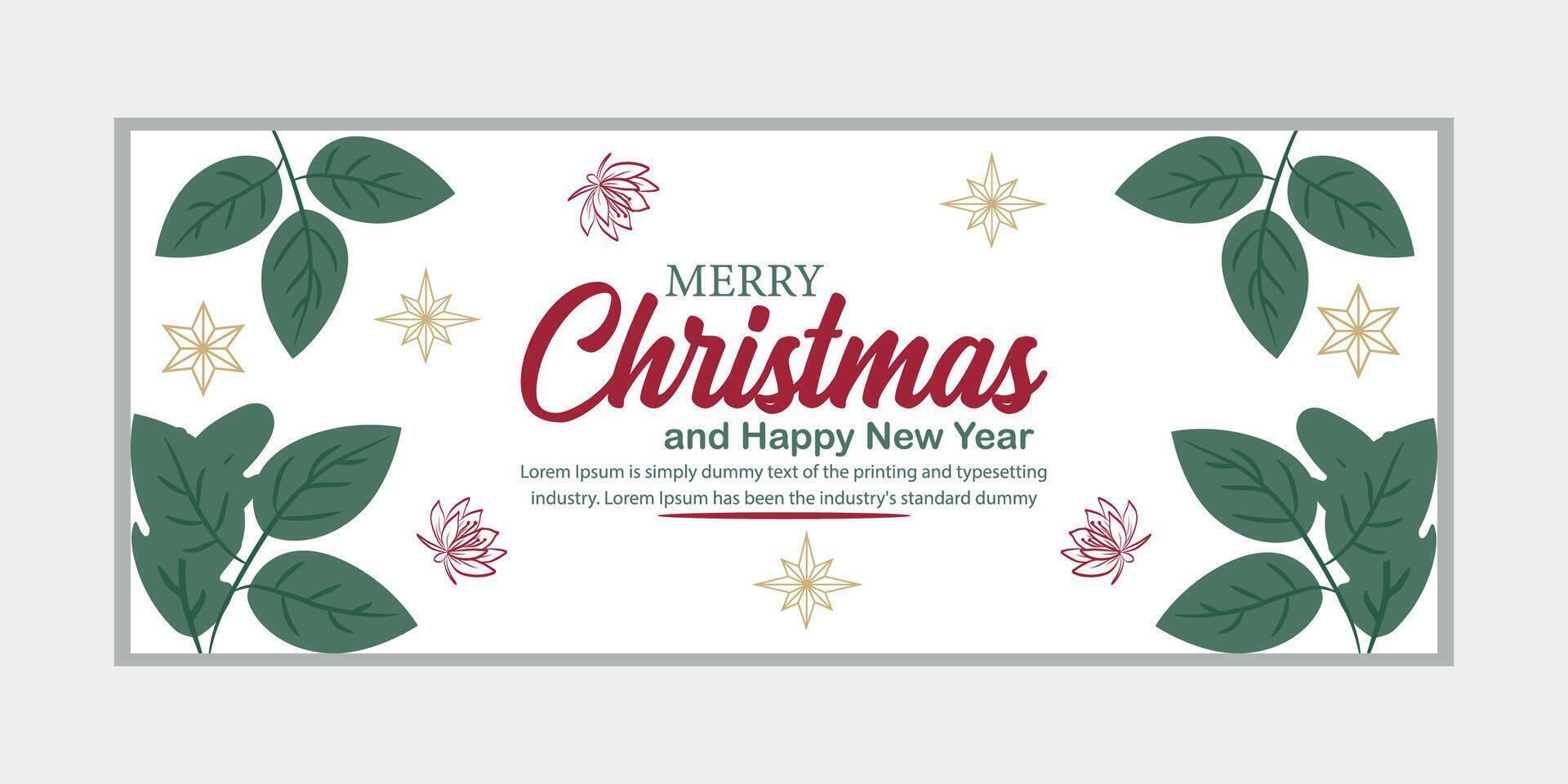merry christmas banner set and happy new year banner, social media cover and web banner vector